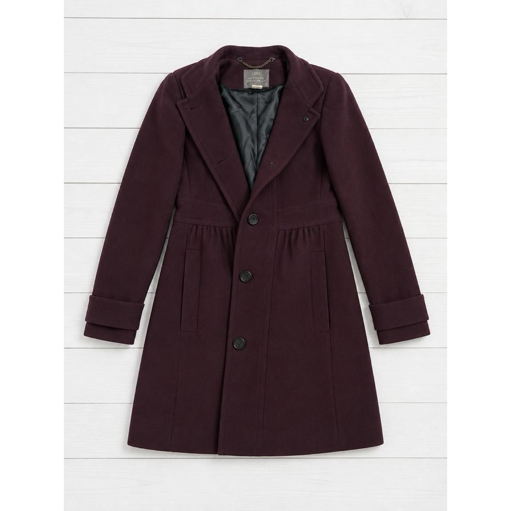 J.Crew Double Cloth Wool Coat Plum Purple Italian Fabric Empire Waist 00